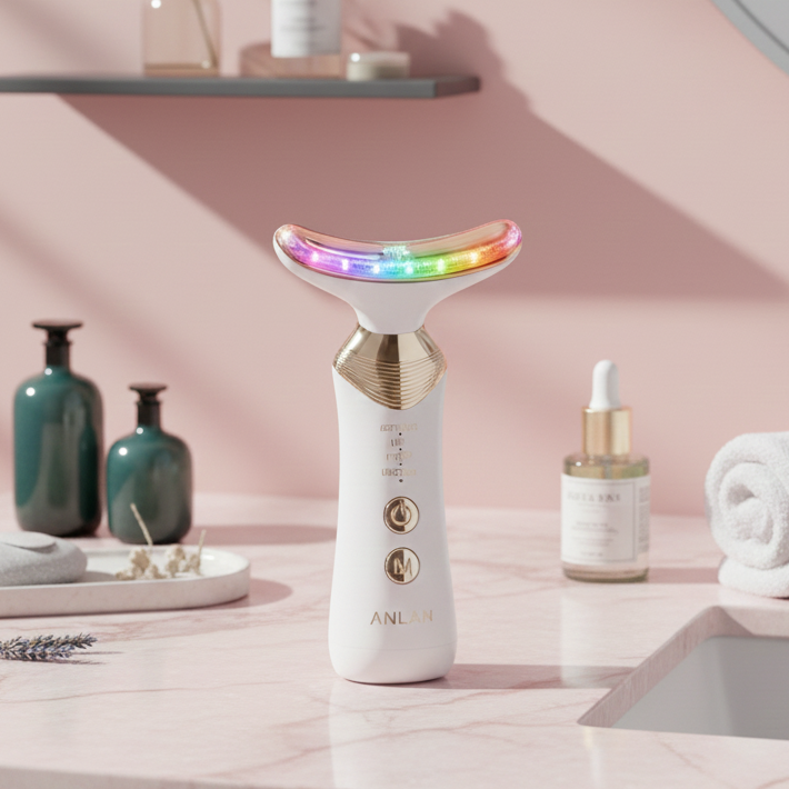 Dual Polar Neck & Face Lifting Device with 24K Gold and LED Light Therapy